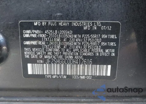 2013 Subaru Forester 2.5Xt Touring из США, поврежденный, VIN JF2SHGGC0DH412616